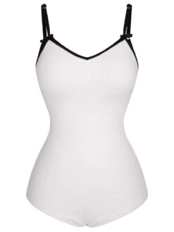 1950s Spaghetti Strap Bow One-Piece Swimsuit -Retro Pulse Shop SCXL000322 9 compressed