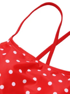 Red 1950s Polka Dot Back Strap One-Piece Swimsuit -Retro Pulse Shop SCXL000326 4