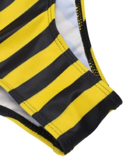 Yellow & Black 1970s Striped Bow Halter Swimsuit -Retro Pulse Shop SCXL000330 6