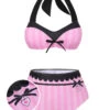 [Pre-Sale] Pink & Black 1950s Stripe Halter Swimsuit -Retro Pulse Shop SCXL000335 01