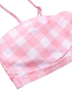 [Pre-Sale] Pink 1940s Spaghetti Strap Plaid Bow Swimsuit -Retro Pulse Shop SCXL000338 4