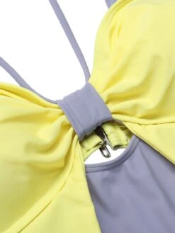 Purple & Yellow 1950s Cut Out Contrast Bow Swimsuit -Retro Pulse Shop SCXL000346 4
