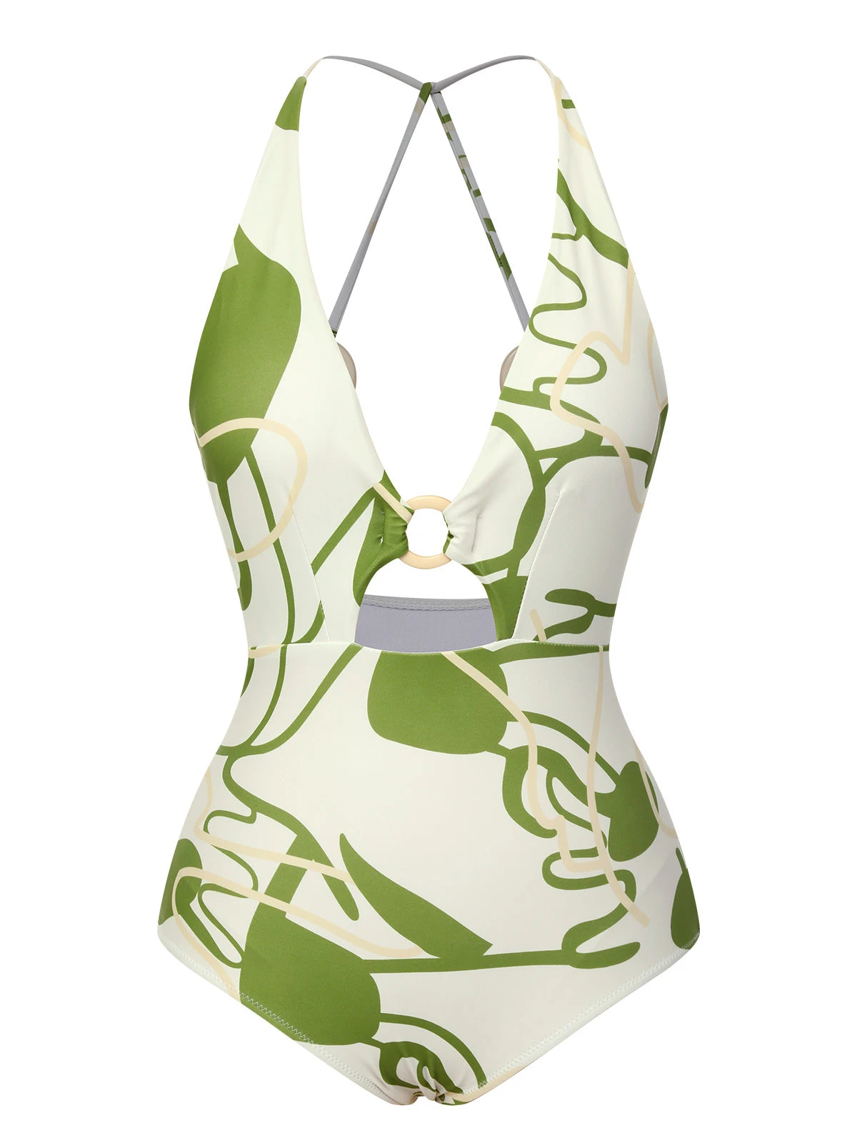 1950s Hollow Ring Backless Halter Swimsuit 3 1950s Hollow Ring Backless Halter Swimsuit