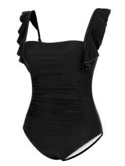 1950s Ruffles Backless Solid One-Piece Swimsuit -Retro Pulse Shop SCXL000348 10 compressed