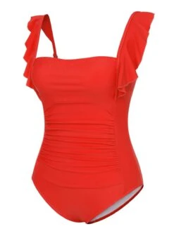1950s Ruffles Backless Solid One-Piece Swimsuit -Retro Pulse Shop SCXL000348 14 compressed