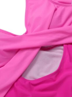 Rose Red 1930s Ruffle Sleeves Patchwork Swimsuit -Retro Pulse Shop SCXL000361 4