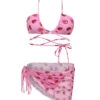 Pink 1950s Strawberry Waist Tie Halter Bikini Set -Retro Pulse Shop SCXL000362 4