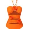 Orange Red 1950s Halter 3D Flower One-Piece Swimsuit 1 Orange Red 1950s Halter 3D Flower One-Piece Swimsuit -Retro Pulse Shop SCXL000364 1 compressed