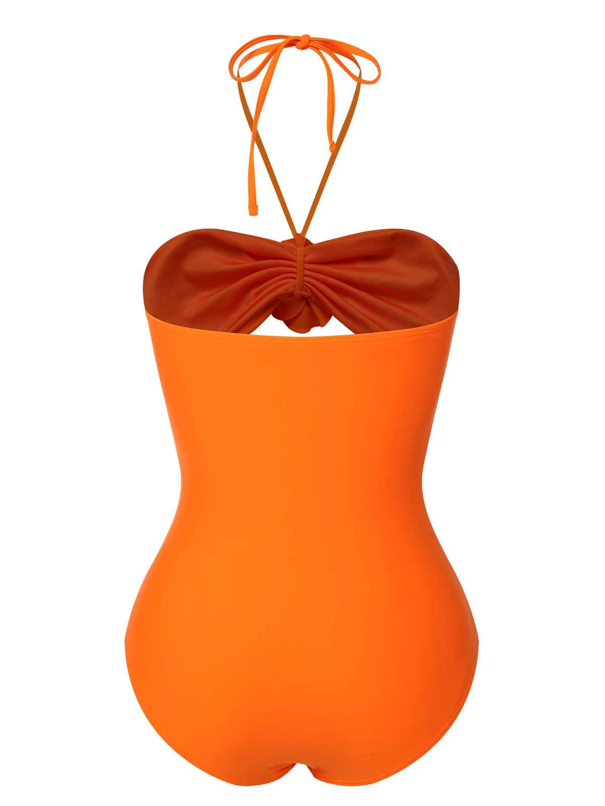 Orange Red 1950s Halter 3D Flower One-Piece Swimsuit 5 Orange Red 1950s Halter 3D Flower One-Piece Swimsuit - Image 3