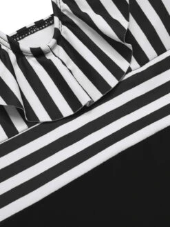 1950s Color Contrast Striped Ruffle Swimsuit -Retro Pulse Shop SCXL000377 12