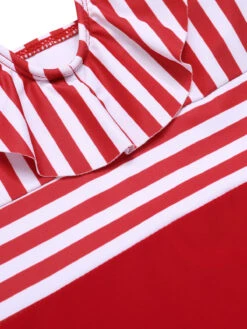 1950s Color Contrast Striped Ruffle Swimsuit -Retro Pulse Shop SCXL000377 4