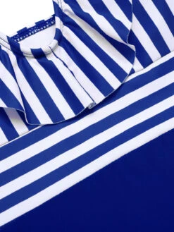 1950s Color Contrast Striped Ruffle Swimsuit -Retro Pulse Shop SCXL000377 8