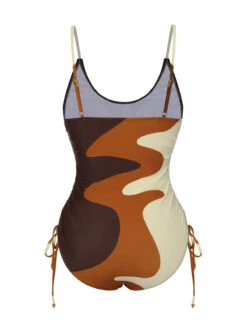 1950s Drawstring Waves Color Block Swimsuit -Retro Pulse Shop SCXL000378 3