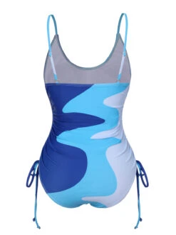 1950s Drawstring Waves Color Block Swimsuit -Retro Pulse Shop SCXL000378 7