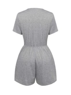 Light Gray 1950s Round Neck Solid Romper -Retro Pulse Shop SCXL000389 3 compressed