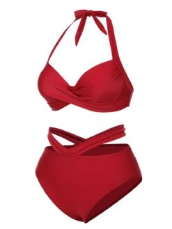 Black 1960s Halter Solid Swimsuit -Retro Pulse Shop SCXL000390 2 compressed