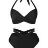 Black 1960s Halter Solid Swimsuit -Retro Pulse Shop SCXL000390 5 compressed