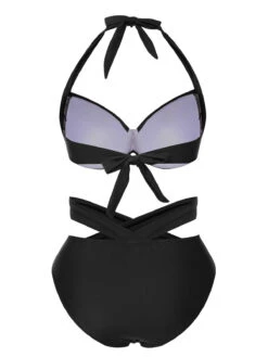 Black 1960s Halter Solid Swimsuit -Retro Pulse Shop SCXL000390 7 compressed