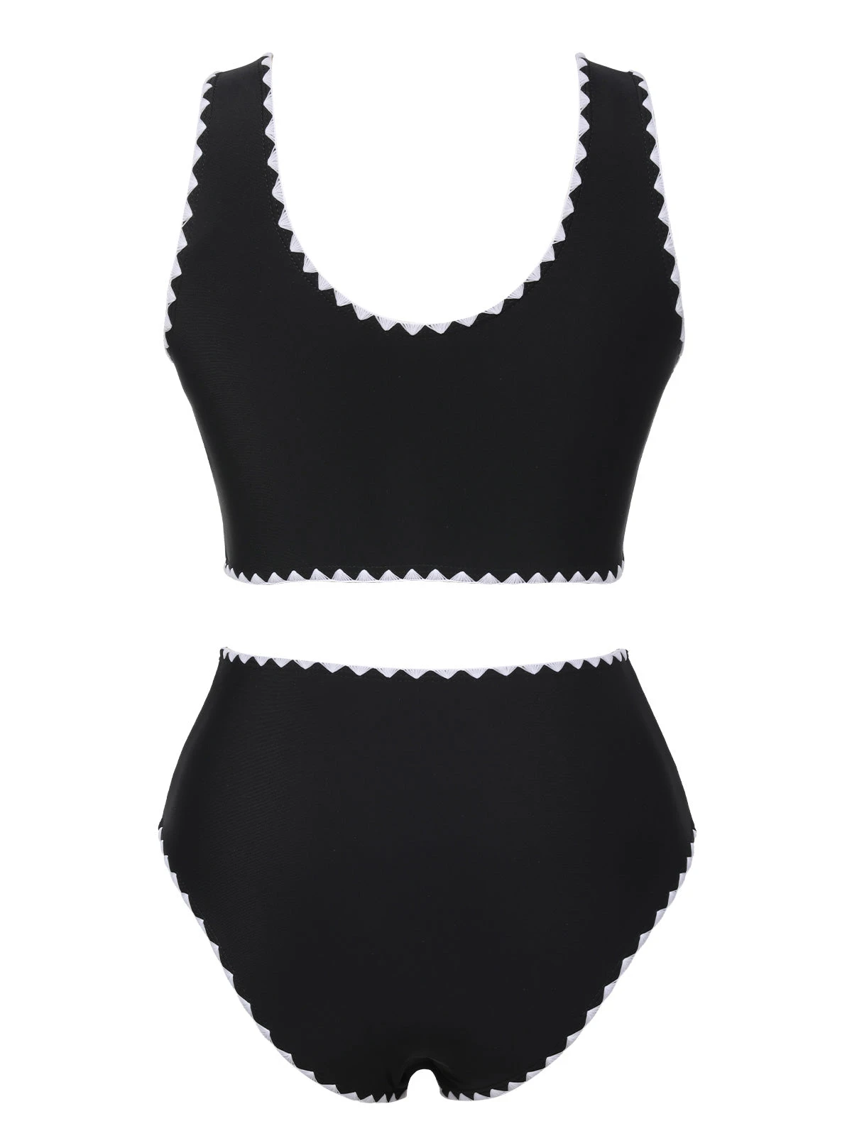 Black 1950s Solid Jagged Edge Swimsuit 5 Black 1950s Solid Jagged Edge Swimsuit - Image 3