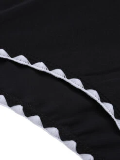 Black 1950s Solid Jagged Edge Swimsuit 9 Black 1950s Solid Jagged Edge Swimsuit -Retro Pulse Shop SCXL000394 4