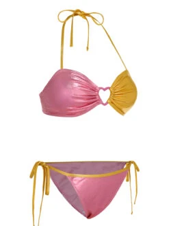 [Pre-Sale] Pink & Yellow 1970s Heart Ring Bikini Set -Retro Pulse Shop SCXL000402 2