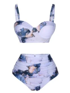 1960s Print Spaghetti Strap Swimsuit -Retro Pulse Shop SCXL000404 5 compressed