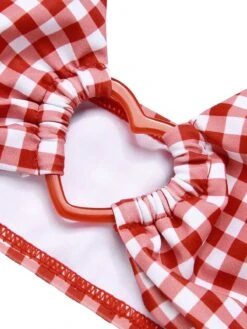 Red 1950s Halter Heart Plaids Swimsuit -Retro Pulse Shop SCXL000406 5 compressed