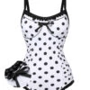 White 1950s Polka Dots Strap Swimsuit -Retro Pulse Shop SCXL000410 W