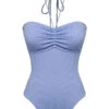 Sky Blue 1970s Solid Drawstring Bandeau Swimsuit -Retro Pulse Shop SCXL000415 1