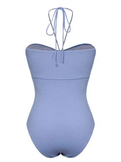 Sky Blue 1970s Solid Drawstring Bandeau Swimsuit -Retro Pulse Shop SCXL000415 3