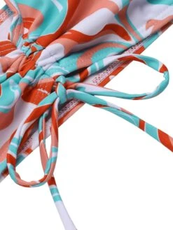 1950s Marble Print Strap Drawstring Swimsuit -Retro Pulse Shop SCXL000421 5