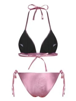 [Pre-Sale] Pink 1970s Metallic 3D Heart Swimsuit -Retro Pulse Shop SCXL000427 3
