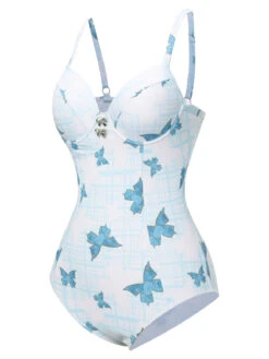 [Pre-Sale] Multicolor 1970s Butterfly Bow Strap Swimsuit -Retro Pulse Shop SCXL000439 2