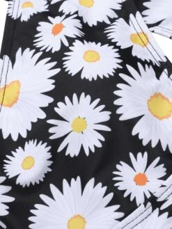 [Pre-Sale] Black 1950s Daisy Cross Strap Swimsuit -Retro Pulse Shop SCXL000442 4 compressed