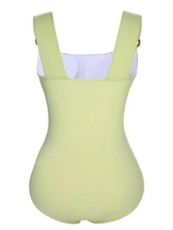 Green 1950s Solid Waist Cutout Ring Swimsuit -Retro Pulse Shop SCXL000445 3