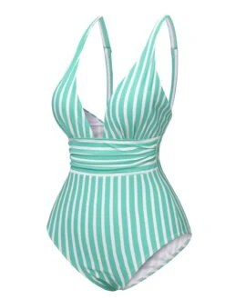 1950s Stripes Spaghetti Strap One-Piece Swimsuit -Retro Pulse Shop SCXL000450 10