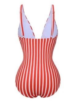 1950s Stripes Spaghetti Strap One-Piece Swimsuit -Retro Pulse Shop SCXL000450 3