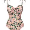 Pink 1950s Spaghetti Strap Plants Print Swimsuit -Retro Pulse Shop SCXL000453 1 compressed