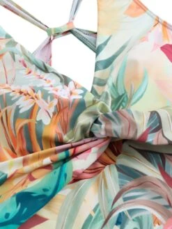 1940s Floral V-Neck Tie-Waist Swimsuit -Retro Pulse Shop SCXL000457 3