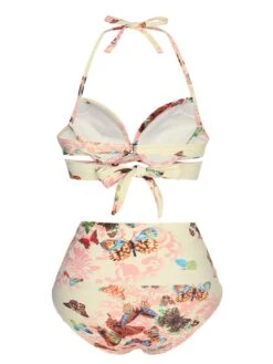 Pink 1940s Butterfly Back Lace Up Halter Swimsuit -Retro Pulse Shop SCXL000463 3