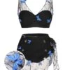 [Pre-Sale] 2PCS Black 1960s 3D Butterfly Mesh Swimsuit & Cover-Up -Retro Pulse Shop SCXL000468 SCXL000469 01