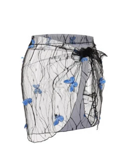 [Pre-Sale] 2PCS Black 1960s 3D Butterfly Mesh Swimsuit & Cover-Up -Retro Pulse Shop SCXL000469 1