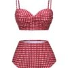 1950s Gingham Plaid Suspender Swimsuit -Retro Pulse Shop SCXL000471 1