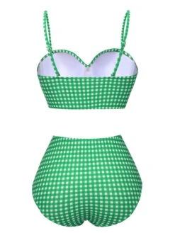 1950s Gingham Plaid Suspender Swimsuit -Retro Pulse Shop SCXL000471 11