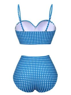 1950s Gingham Plaid Suspender Swimsuit -Retro Pulse Shop SCXL000471 7
