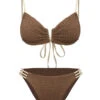 Khaki 1950s Spaghetti Straps Solid Bikini Set 2 Khaki 1950s Spaghetti Straps Solid Bikini Set -Retro Pulse Shop SCXL000486 1