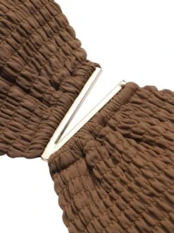 Khaki 1950s Spaghetti Straps Solid Bikini Set -Retro Pulse Shop SCXL000486 4