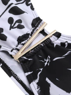 Black & White 1950s Plants Silhouette Bandeau Bikini -Retro Pulse Shop SCXL000488 4