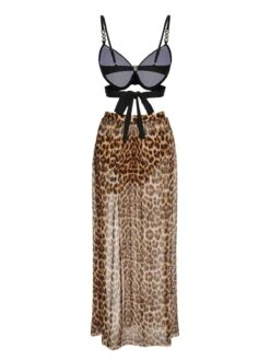 3PCS Black 1950s Leopard Swimsuit & Cover-Up 9 3PCS Black 1950s Leopard Swimsuit & Cover-Up -Retro Pulse Shop SCXL000490 3