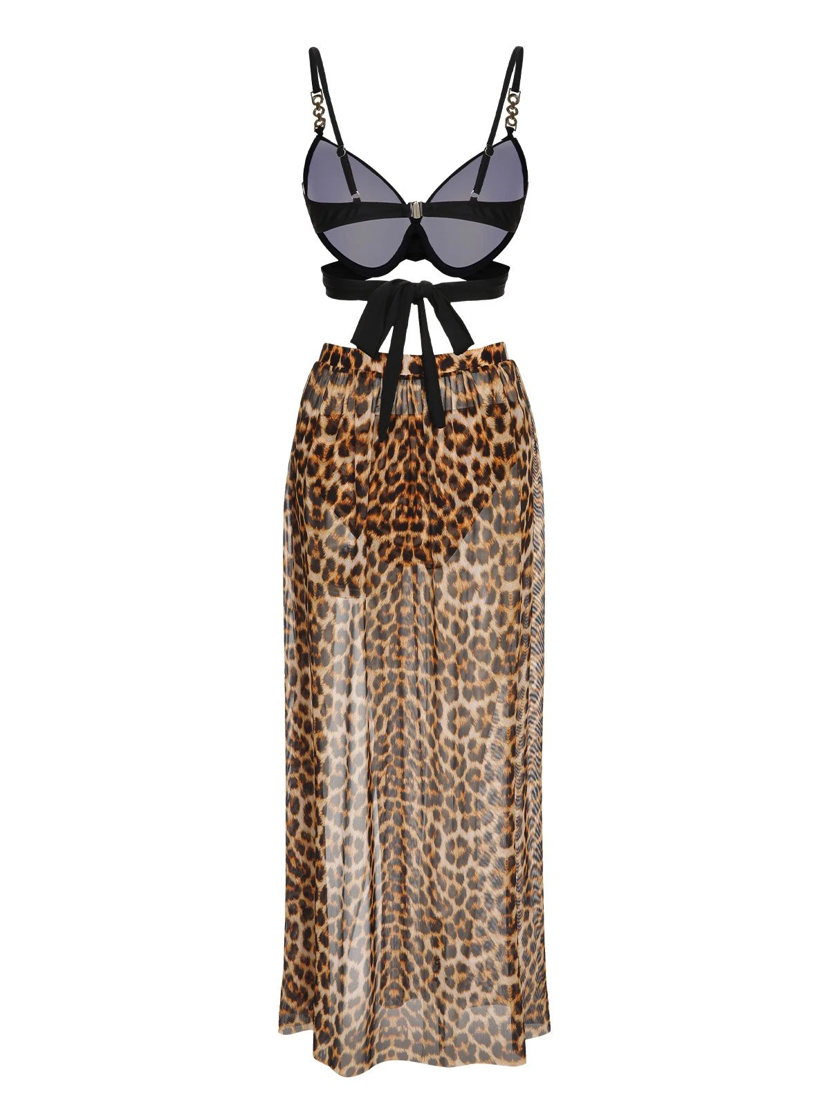 3PCS Black 1950s Leopard Swimsuit & Cover-Up 5 3PCS Black 1950s Leopard Swimsuit & Cover-Up - Image 3